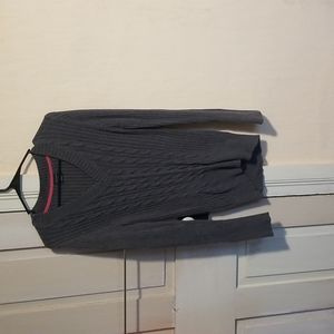 Gray, long sleeve, v neck, sweater, L